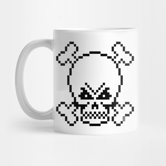 Skull And Crossbones (Pixel Art / Jolly Roger / Outline) by MrFaulbaum